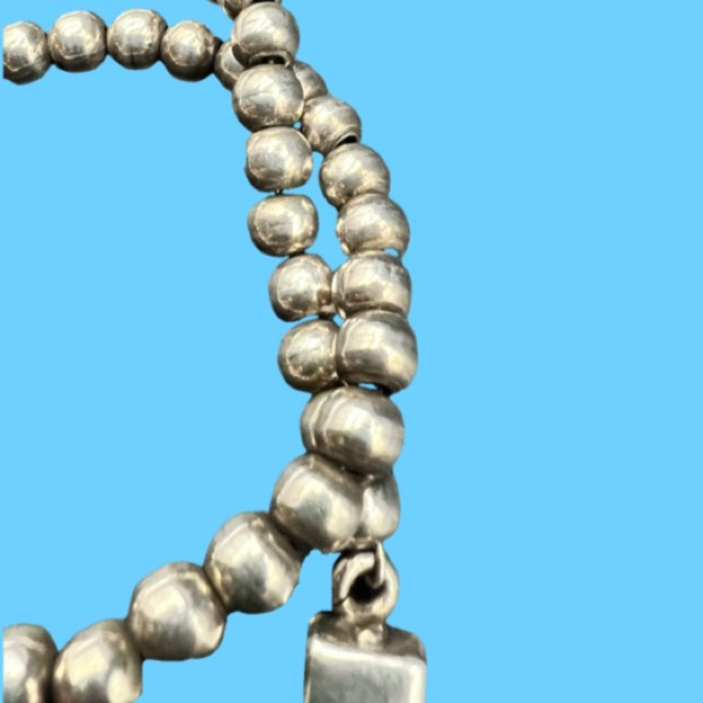 20” Oxidized Sterling Silver 925 Navajo Pearl Bead Strand Necklace 40 Grams! - Picture 9 of 13